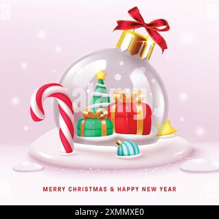 merry christmas crystal ball with pine tree Stock Vector Image & Art ...