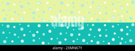 Seamless abstract pattern featuring white dots on split green backgrounds. Ideal for backgrounds, textiles, and graphic design projects. Long banner Stock Photo