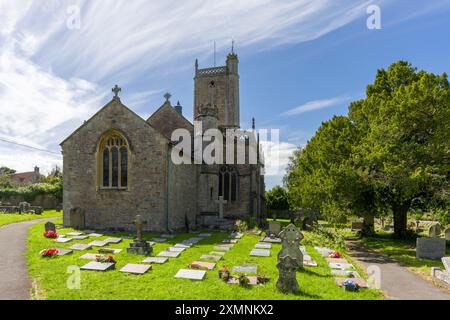 The Church of St John the Baptist in the rural village of Churchill, North Somerset, England. Stock Photo