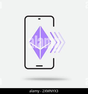 Ethereum crypto smartphone transfer icon Stock Vector