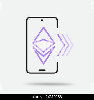 Ethereum crypto smartphone transfer icon Stock Vector