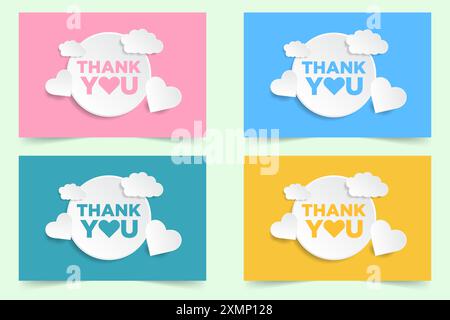 Thank you card with heart shape and sky banner for business, marketing, flyers, banners, presentations, and posters. Stock Vector