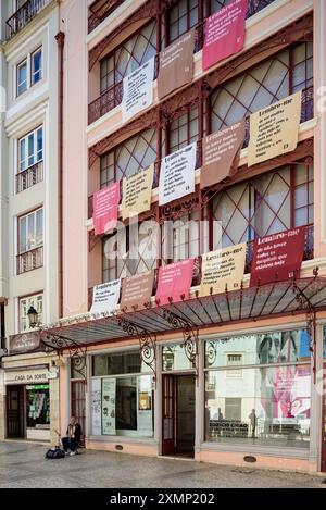 Exterior facade of the Municipal Museum of Coimbra - Edifício Chiado, Portugal. Stock Photo