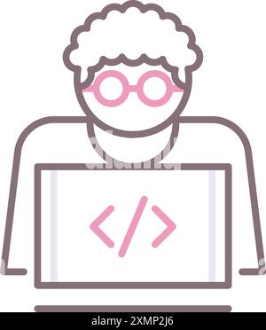 programmer line icon, outline symbol, vector illustration, concept sign ...