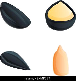 sunflower seed peeled cartoon vector illustration Stock Vector Image ...