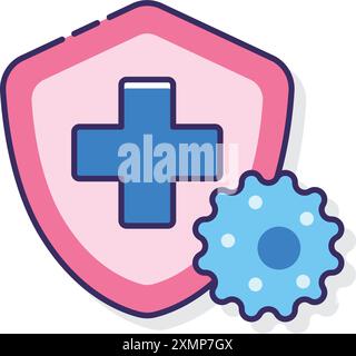 Immune system icons set. Outline set of immune system vector icons neon ...