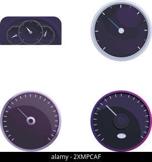 Speedometer icons set, cartoon style Stock Vector Image & Art - Alamy