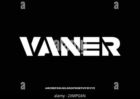 Bold modern stencil abstract alphabet display font vector illustration Stock Vector
