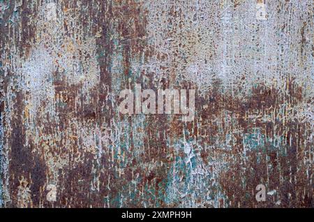 Rusty sheet metal, rust on old paint, texture. Abstract background. Trencin, Slovakia Stock Photo
