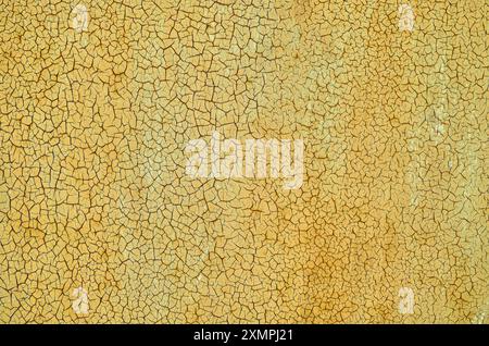 Cracked paint on the sheet metal, texture. Peeling coating. Abstract pattern, background. Trencin, Slovakia Stock Photo