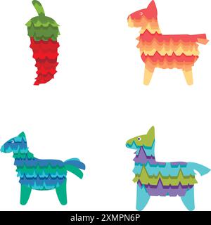 Mexico icons collection. Bright colorful trendy map icons. Modern ...