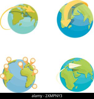 Around the world icons set, cartoon style Stock Vector Image & Art - Alamy