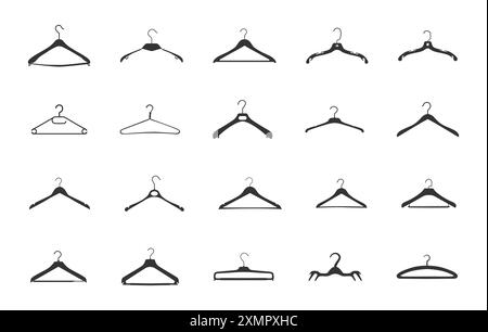 Clothes hanger silhouette, Coat hanger silhouette, Hangers clipart, Hangers vector, Hanger silhouette Stock Vector