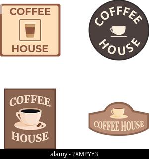 Collection of four stylish coffee house logos suitable for branding and signage Stock Vector