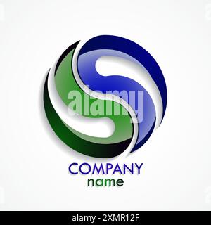 green blue glossy 3d circle logo, vector illustration Stock Vector