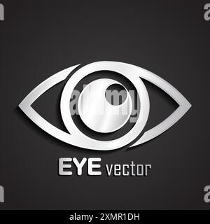 3d silver metal eye logo Stock Vector