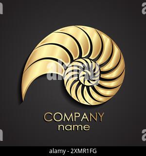 golden shell spiral logo Stock Vector