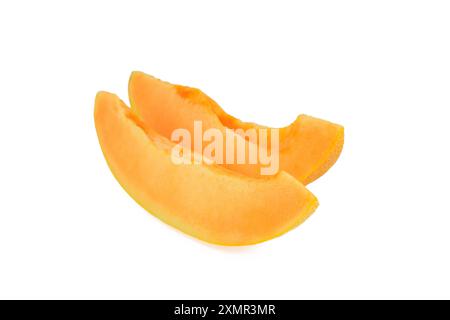 Slices of a melon isolated on white background. Stock Photo