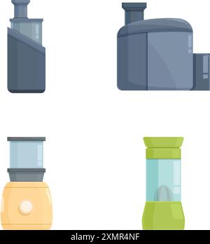 Vector illustrations showcasing four different styles of modern kitchen blenders Stock Vector