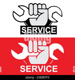 Unique logo combination of gear and wrench. It is suitable for use for mechanical logos Stock Vector