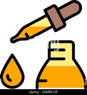 Dropper, bottle with pipette simple color icon. Beauty essence, serum or essential oil. Vector illustration for beauty shop. Stock Vector