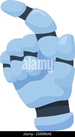 Blue robotic hand pointing with index finger, futuristic cyborg arm Stock Vector