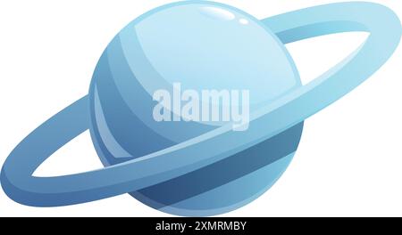 Cartoon blue planet with rings orbiting in the space Stock Vector