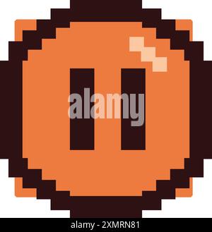 Pixel art icon of a pause button, signaling a temporary halt or break in a process Stock Vector