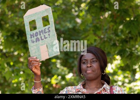 London, UK. 29 July, 2024. Disability rights group Inclusion London stage a rally in Parliament Square demanding urgent action from the new Labour government to ensure new homes are built to meet everybody’s needs. Credit: Ron Fassbender/Alamy Live News Stock Photo