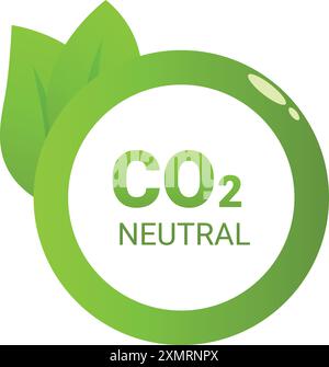 Green icon with leaves symbolizing co2 neutrality and environmental responsibility Stock Vector