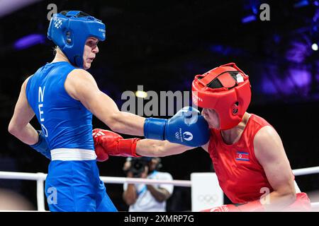 Paris, France. 29th July, 2024. PARIS, FRANCE - JULY 29: Chelsey Heijnen of the Netherlands competing in the Women's -60 kg - Round of 16 during Day 3 of Boxing - Olympic Games Paris 2024 at North Paris Arena on July 29, 2024 in Paris, France. (Photo by Joris Verwijst/BSR Agency) Credit: BSR Agency/Alamy Live News Stock Photo