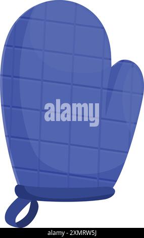 Blue oven mitt protecting hands from burning while cooking Stock Vector