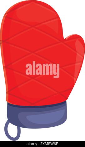 Red oven mitten protecting hands from hot dishes when cooking Stock Vector