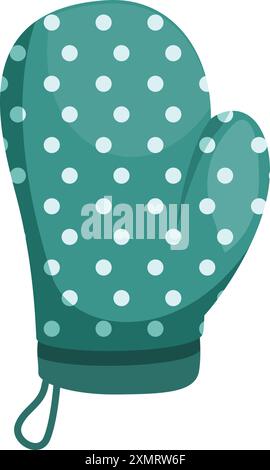 Green oven mitt with white polka dots, kitchen utensil for hot dishes Stock Vector