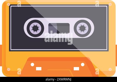 Orange audio cassette tape playing music, bringing back the nostalgic sound of the past Stock Vector