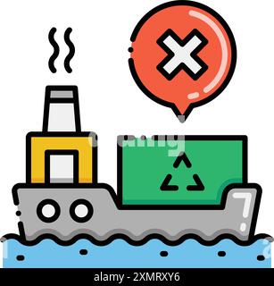 Waste Import Ban Stock Vector