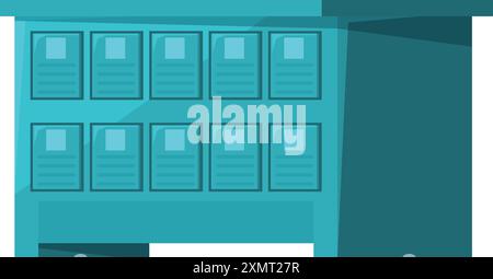 Turquoise terminal for storing letters and parcels, awaiting collection Stock Vector