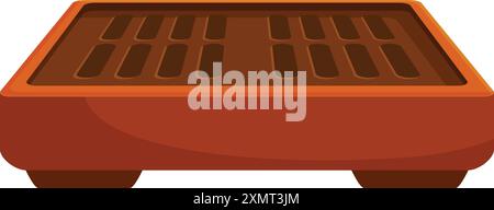 Empty wooden tea ceremony table with a grate is waiting for a teapot Stock Vector