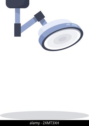 Surgical lamp is hanging from the ceiling, providing bright light for a medical procedure Stock Vector