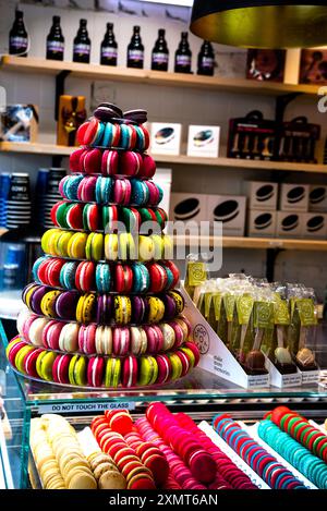 Macaron tower in Bruges, Belgium. Stock Photo