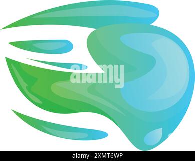 Abstract design with blue and green liquid shapes flowing and merging, creating a sense of movement and energy Stock Vector