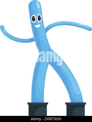 Smiling blue wacky waving inflatable tube man dancing on white ...