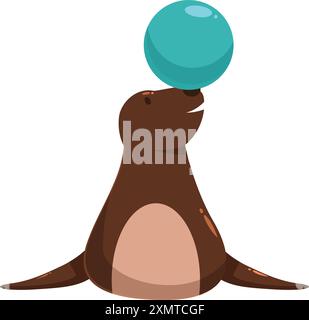 Circus seal balancing ball on nose performing a trick Stock Vector ...