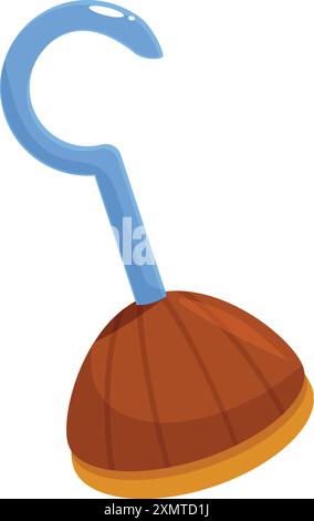 Cartoon pirate hook prosthesis is replacing a missing hand Stock Vector