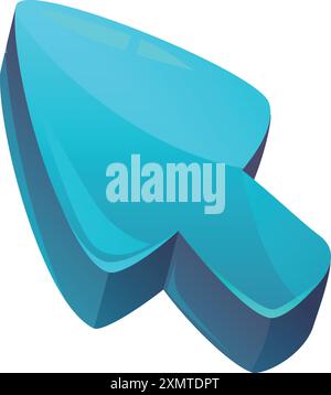 Blue cursor with reflection effect is pointing on a white background Stock Vector