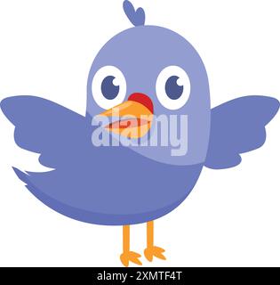 Cartoon illustration of a bluebird with open wings, communicating happiness and joy Stock Vector
