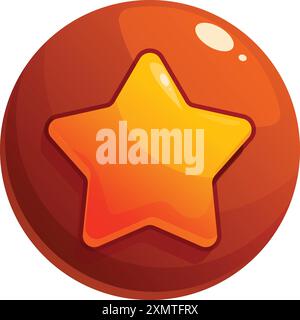 Glossy star button shining on brown background, perfect for game developers Stock Vector
