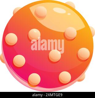 Red and orange planet with small craters floating in the vast expanse of space Stock Vector
