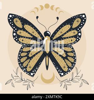 Esoteric butterfly Mystic tattoo Vector Stock Vector