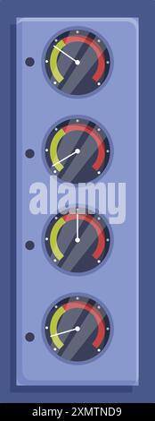 Control panel is showing key performance indicators with color scales Stock Vector